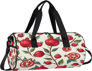 Gym Bags for Men Women Pomegranates Theme Sports Duffel Bags Carry On Travel Duffle Bag with Detachable Adjustable Shoulder Strap Overnight Weekender Bag