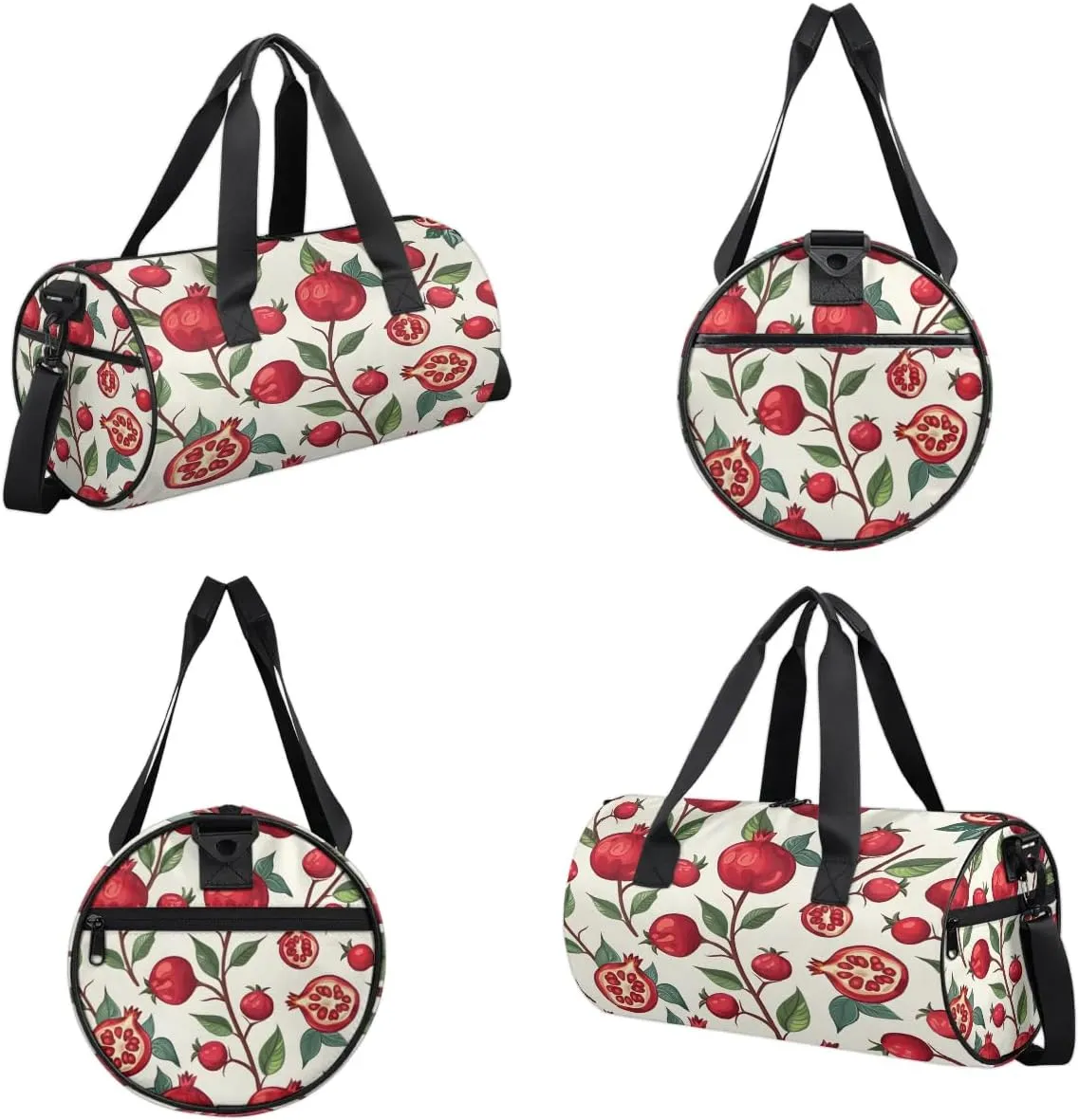 Gym Bags for Men Women Pomegranates Theme Sports Duffel Bags Carry On Travel Duffle Bag with Detachable Adjustable Shoulder Strap Overnight Weekender Bag