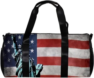 Gym Bags for Men,Travel Duffel Bags for Women,American Flag Statue of Liberty,Workout Bag