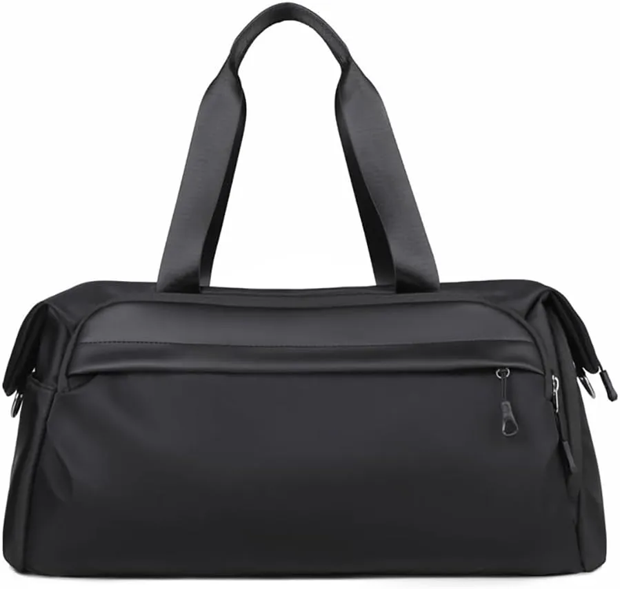 Gym Bags for Women Men Waterproof Gym Sports Workout Duffle Bag with Shoe Compartment Wet Pockets Lightweight Weekender Overnight Carry on Duffle Bags for Travel （Black）