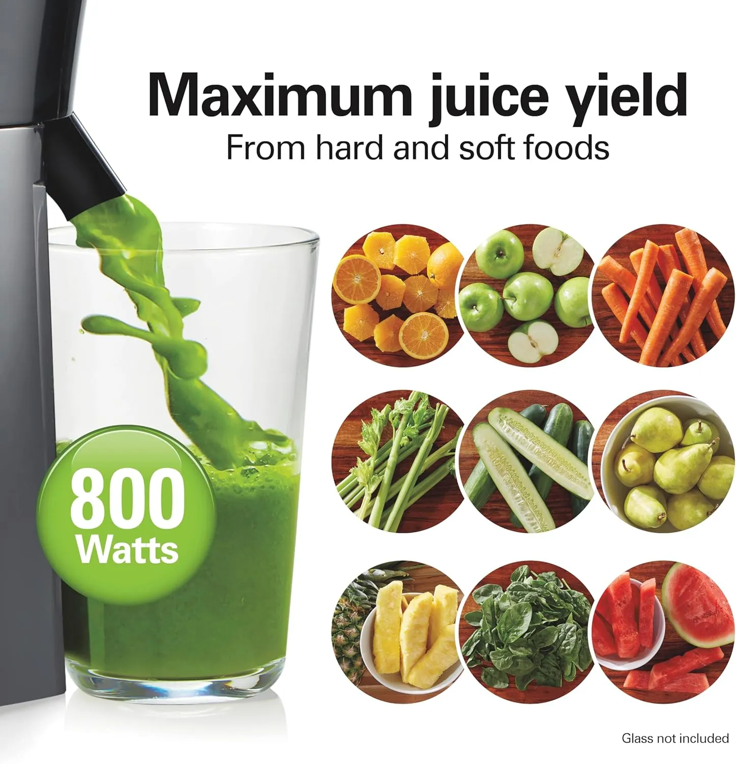 Hamilton Beach Juicer Machine, Big Mouth Large 3” Feed Chute for Whole Fruits and Vegetables, Easy to Clean, Centrifugal Extractor, BPA Free, 800W Motor, Black