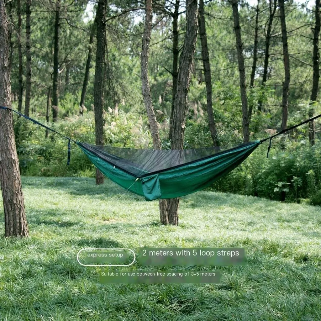 Hammock Hammock Parachute Cloth Outdoor Anti-Rollover Camping Huwai Swing with Mosquito Net Net Bed Outdoor Adult Hammocks for Outside(C)