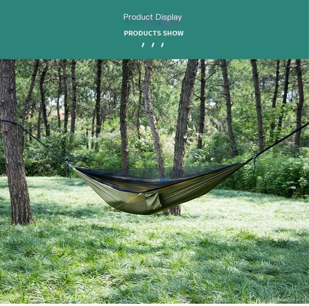 Hammock Hammock Parachute Cloth Outdoor Anti-Rollover Camping Huwai Swing with Mosquito Net Net Bed Outdoor Adult Hammocks for Outside(C)
