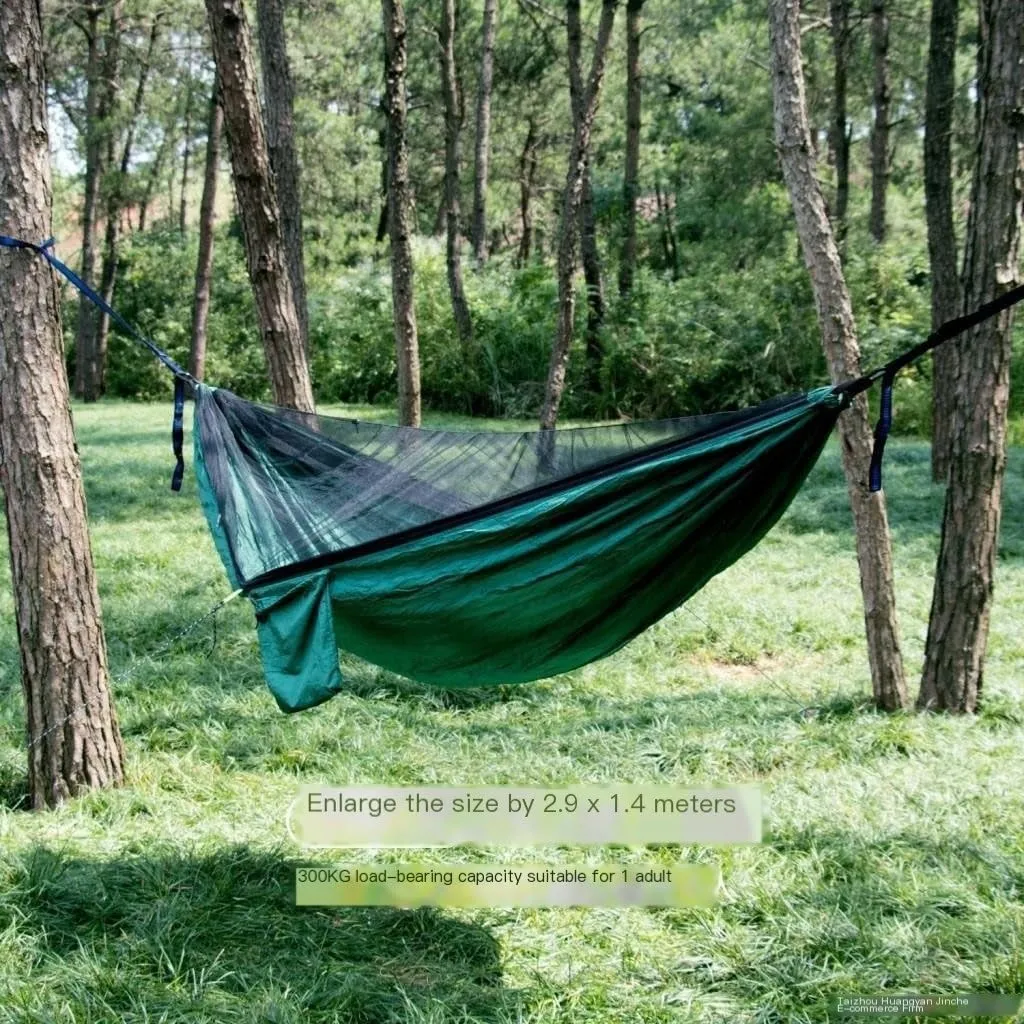 Hammock Hammock Parachute Cloth Outdoor Anti-Rollover Camping Huwai Swing with Mosquito Net Net Bed Outdoor Adult Hammocks for Outside(C)