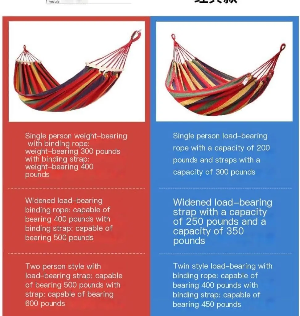 Hammock Outdoor Camping Canvas Hammock Outdoor Supplies Hammock Double Thick Camping Hammock Parachute Hammock Hammocks for Outside(Blue,Medium)