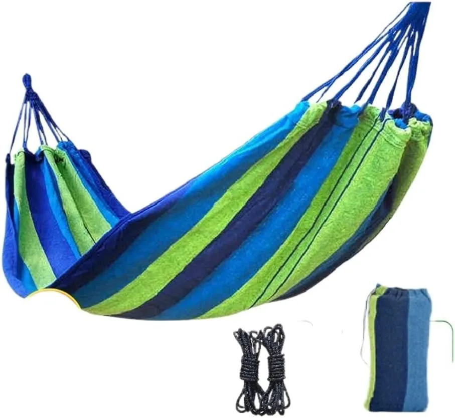 Hammock Outdoor Camping Canvas Hammock Outdoor Supplies Hammock Double Thick Camping Hammock Parachute Hammock Hammocks for Outside(Blue,Medium)