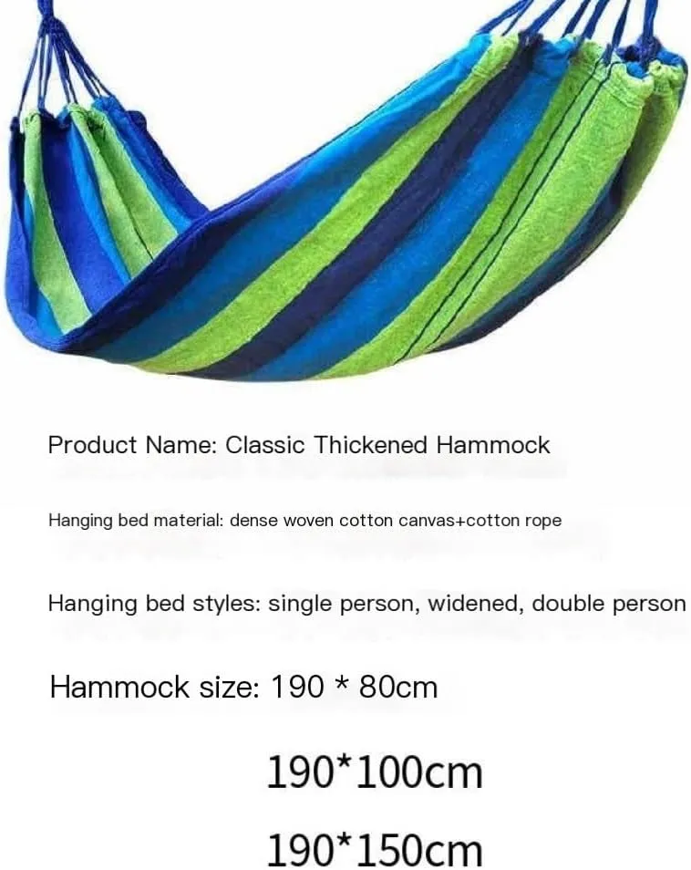 Hammock Outdoor Camping Canvas Hammock Outdoor Supplies Hammock Double Thick Camping Hammock Parachute Hammock Hammocks for Outside(Blue,Medium)