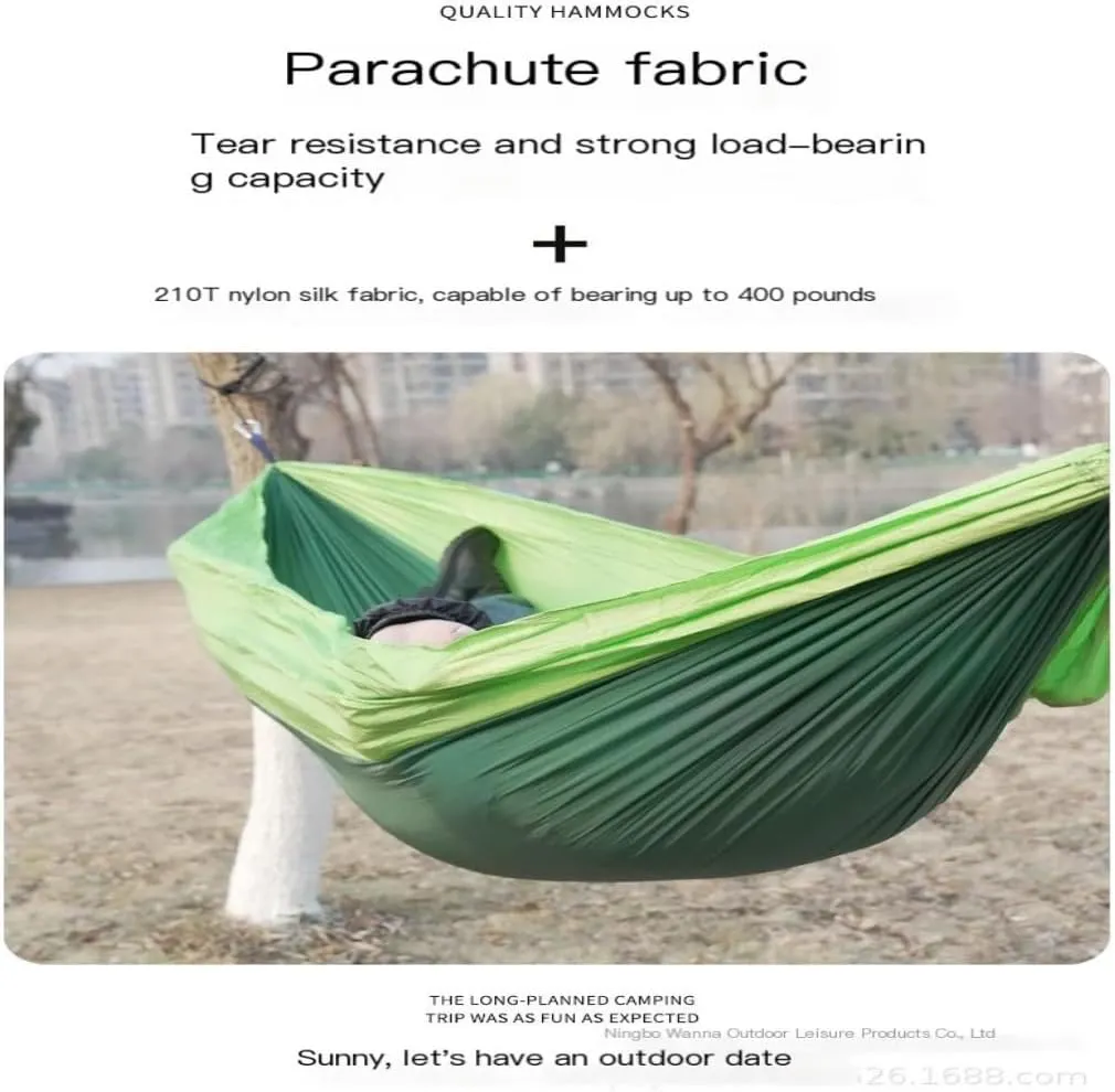 Hammocks High Load-Bearing Anti-Rollover Nylon Hammock Outdoor Ultra-Light Single and Double Parachute Cloth Hammock Camping Hammocks(D)