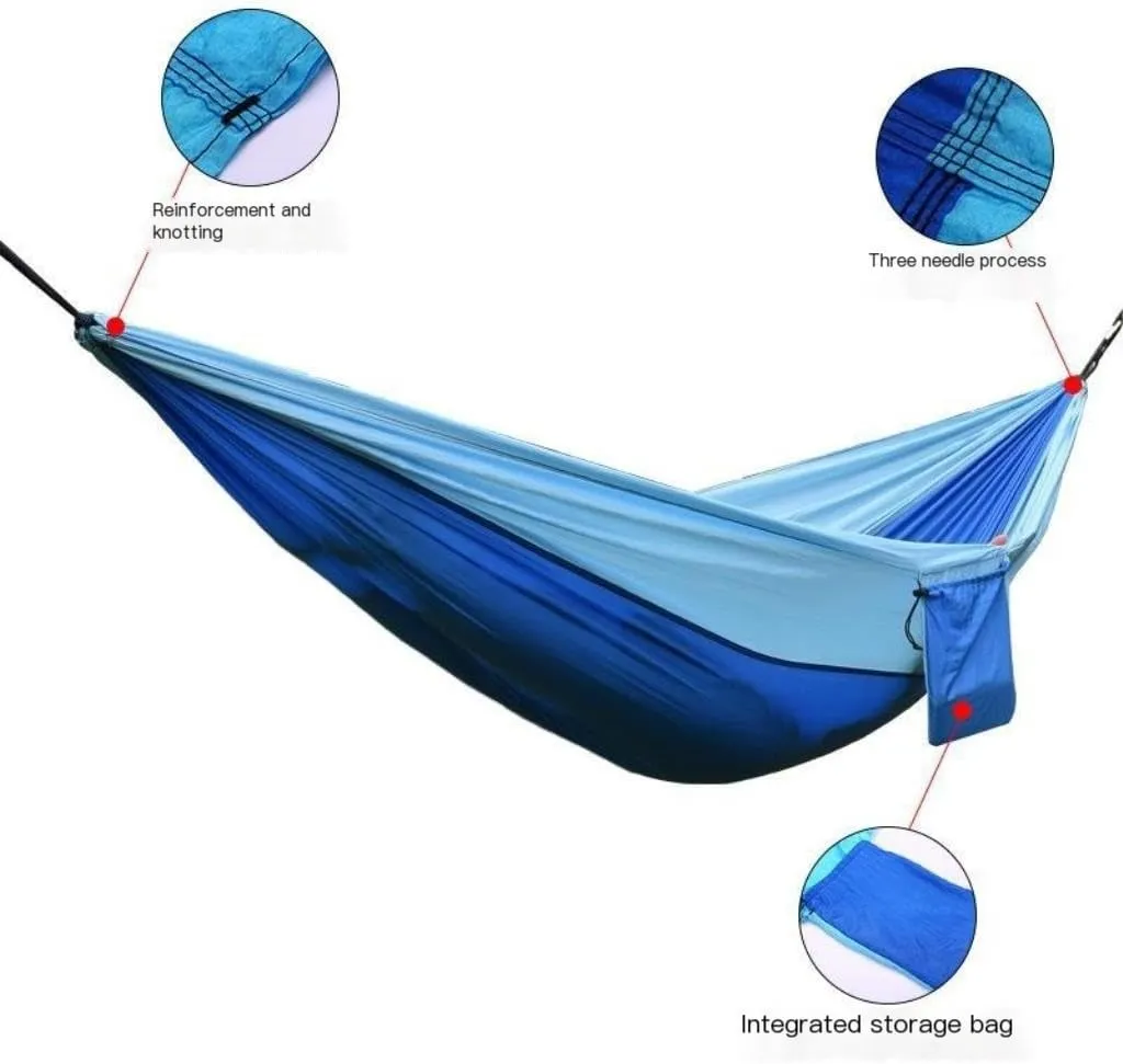 Hammocks High Load-Bearing Anti-Rollover Nylon Hammock Outdoor Ultra-Light Single and Double Parachute Cloth Hammock Camping Hammocks(D)