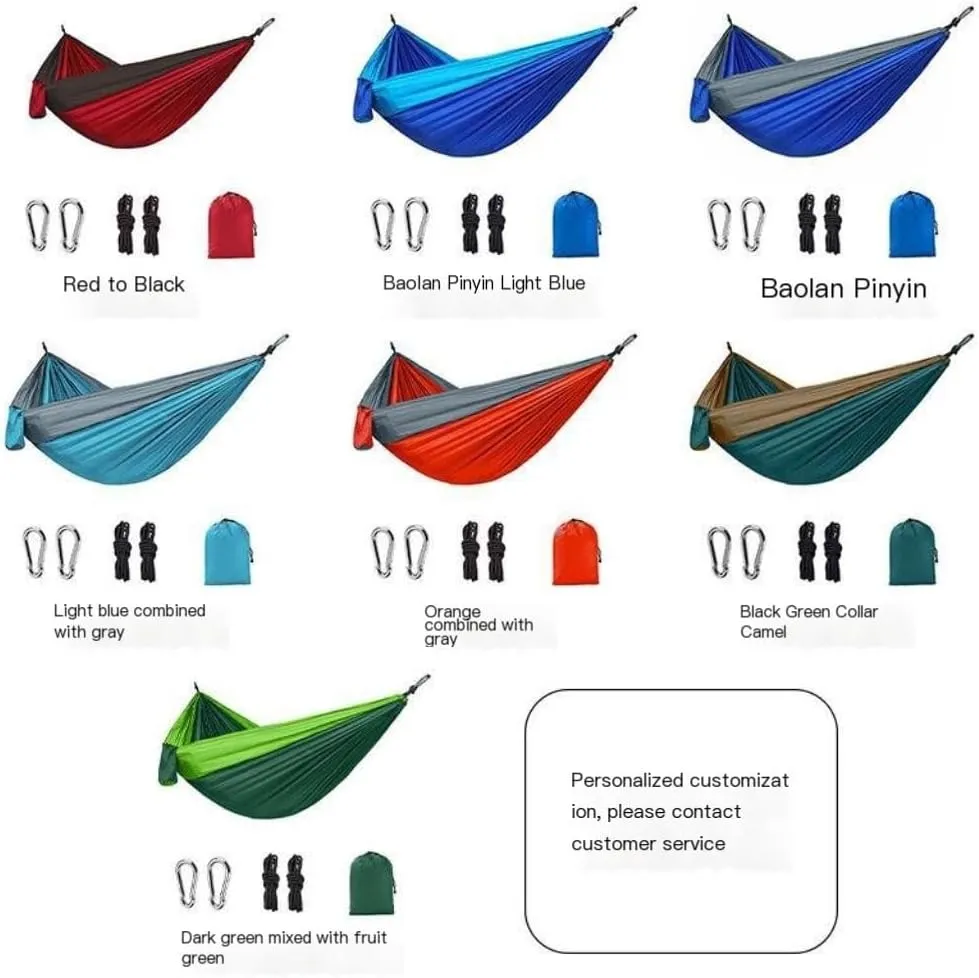 Hammocks High Load-Bearing Anti-Rollover Nylon Hammock Outdoor Ultra-Light Single and Double Parachute Cloth Hammock Camping Hammocks(D)