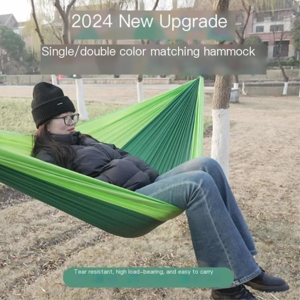 Hammocks High Load-Bearing Anti-Rollover Nylon Hammock Outdoor Ultra-Light Single and Double Parachute Cloth Hammock Camping Hammocks(D)