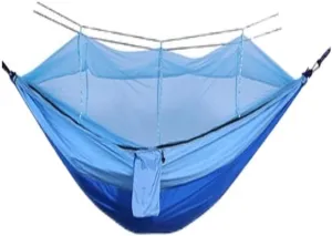 Hammocks Outdoor Camping Mosquito Net Hammock Nylon Parachute Cloth Hammock with Mosquito Net Outdoor Swing Hammock Camping Hammocks(B)