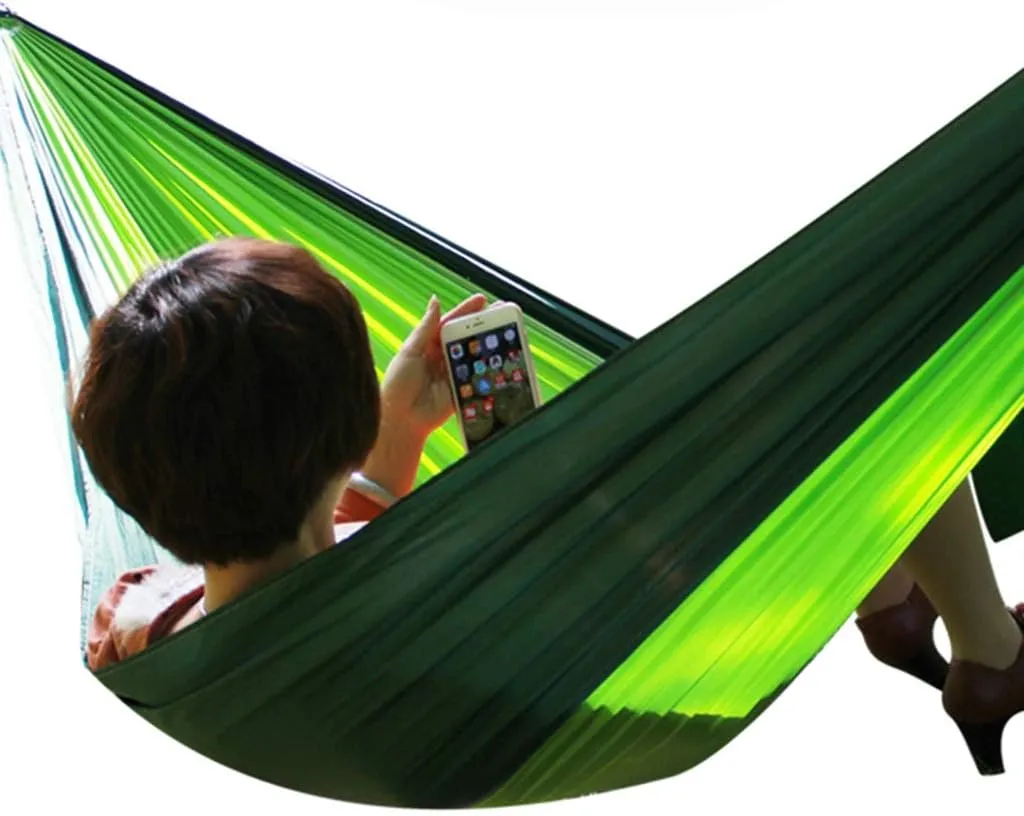 Hammocks Outdoor Hammock Light Parachute Cloth Hammock Outdoor Single Double Camping Leisure Hammock, Small, Green
