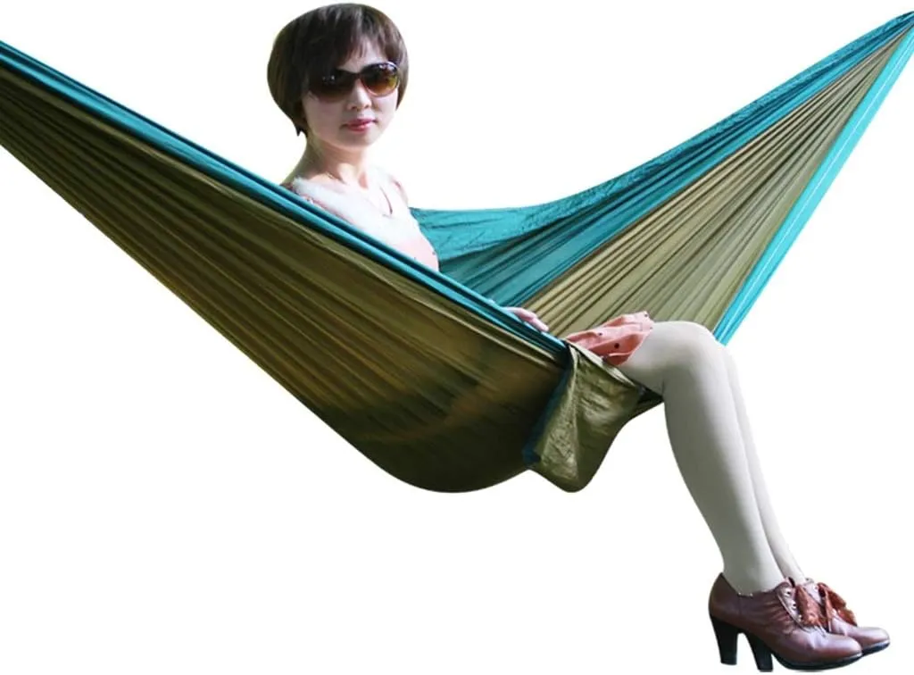 Hammocks Outdoor Hammock Light Parachute Cloth Hammock Outdoor Single Double Camping Leisure Hammock, Small, Green