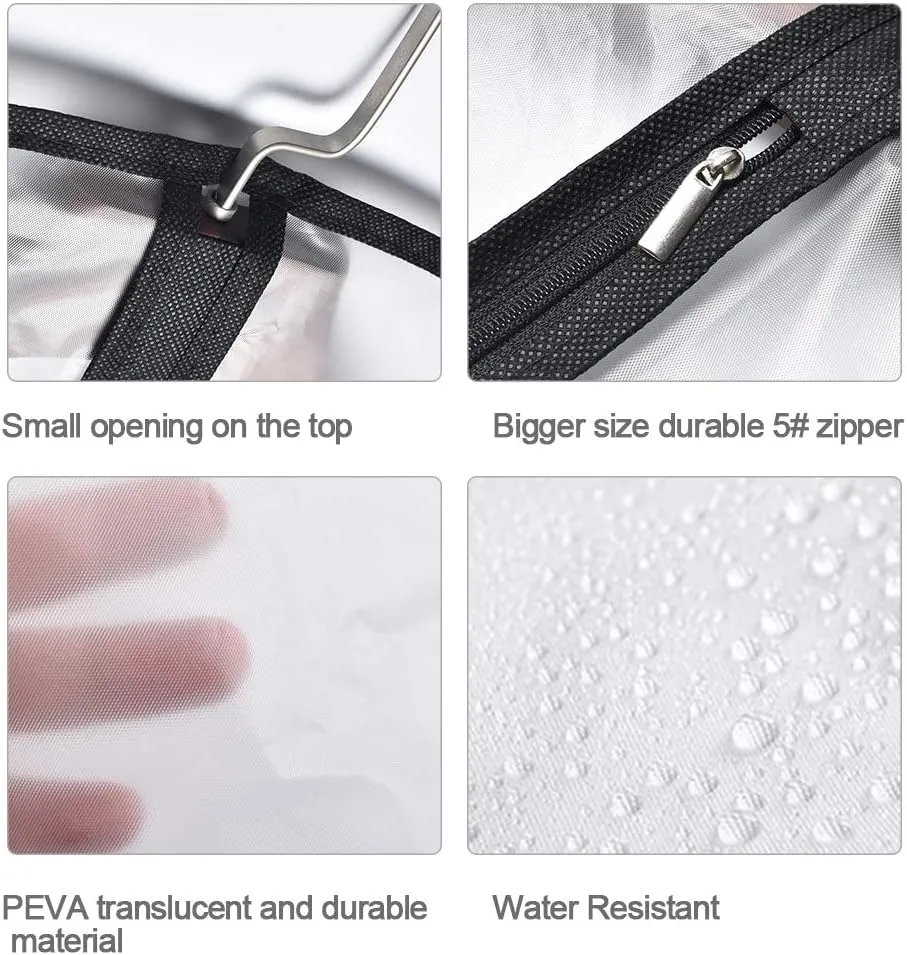 Hanging Garment Bag Breathable Clothes Covers with Zip (Set of 12) Covers Bags Dress Bag Covers Moth-Proof Mens Suit Storage Bag Dust Cover for Wardrobe Storage and Travel (Black, 24'' x 60'')