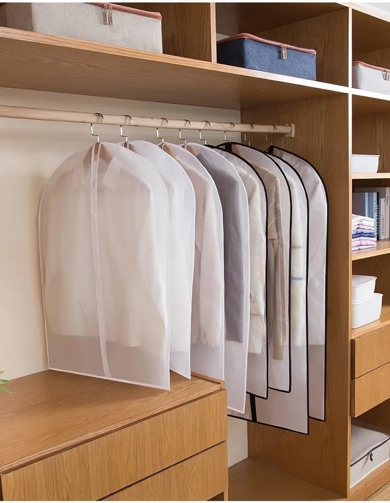 Hanging Garment Bag Breathable Clothes Covers with Zip (Set of 12) Covers Bags Dress Bag Covers Moth-Proof Mens Suit Storage Bag Dust Cover for Wardrobe Storage and Travel (Black, 24'' x 60'')