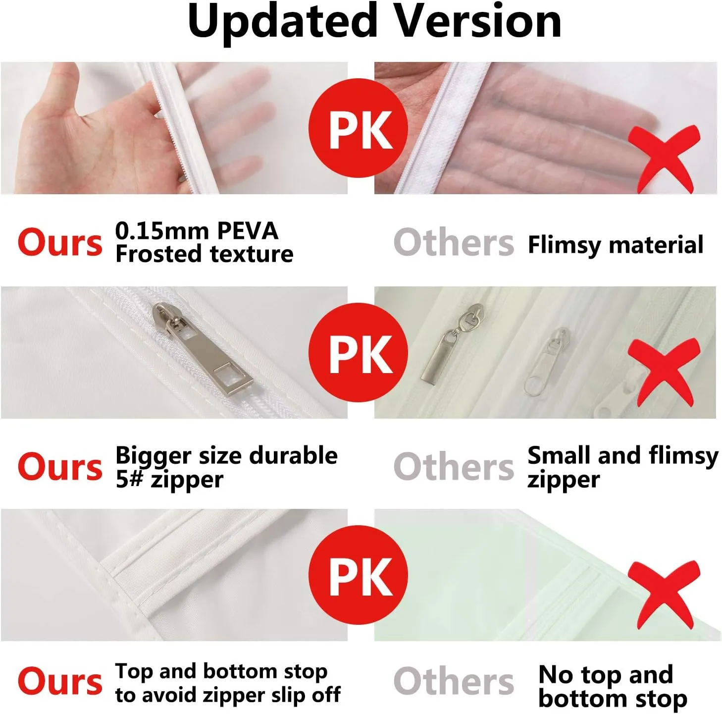 Hanging Garment Bags 12 Piece Set - 40 Inch Translucent Dust Proof Clothes Bag White Breathable Full Zipper Dust Cover for SuitTops Shirts Sports Jackets.