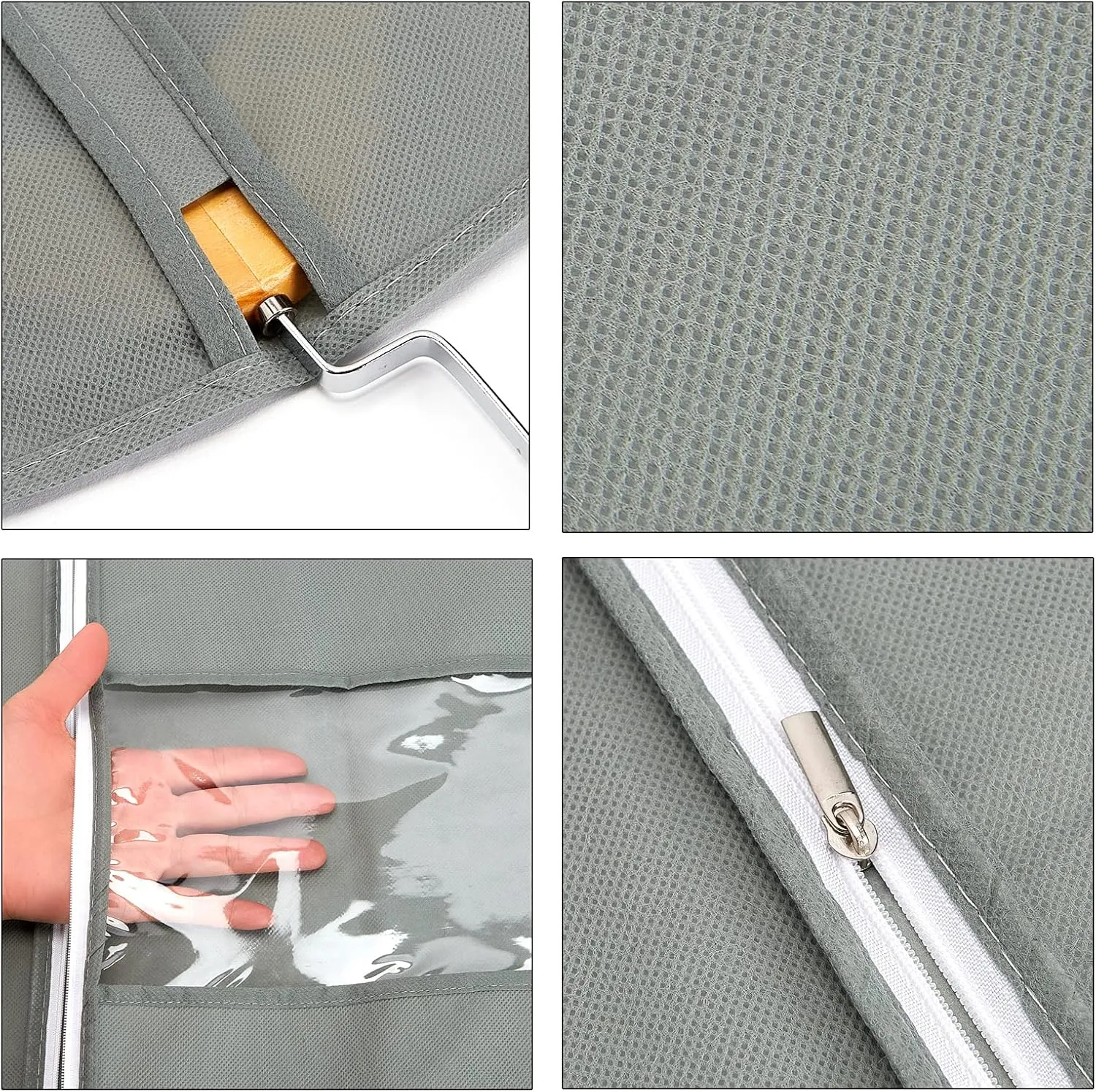 Hanging Garment Bags Suit Bags(Set of 10) Dust Cover Breathable Dress Bag for Closet Clothes Storage or Travel- Gray 24'' x 40''