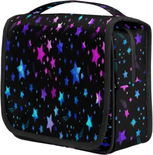 Hanging Toiletry Bag for Women Man Colorful Stars Travel Organizer Waterproof Makeup Bag Portable Cosmetic Bag for Travel Accessories Kit Bathroom Shower