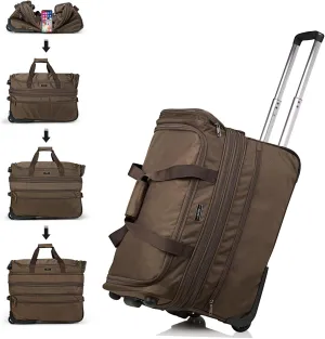 Hanke 22 Inch Expandable checked Luggage Suitcases with Wheels Foldable Duffle Bag for Travel suitcase Weekend Bag for Women Men（Coffee）