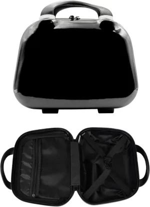 Hard Shell Travel Cosmetic Case, 12 Inch Hardshell Suitcase Mini Toiletry Bag, Luggage Beauty Case with Strap Black