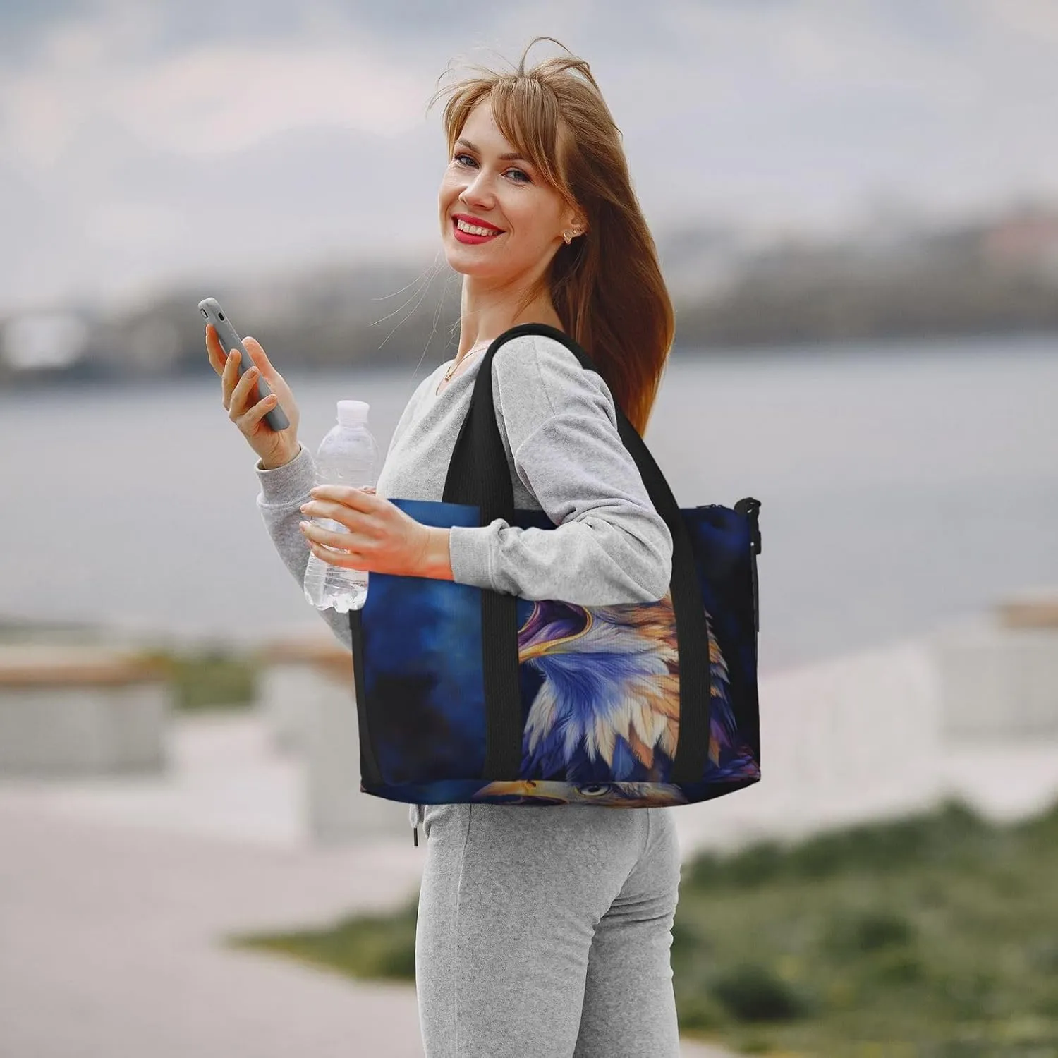 head beak eagle print Travel Duffel Bag, Sports Tote Gym Bag, Swim Pool Bag Large Shoulder Tote Bag for Beach Weekender