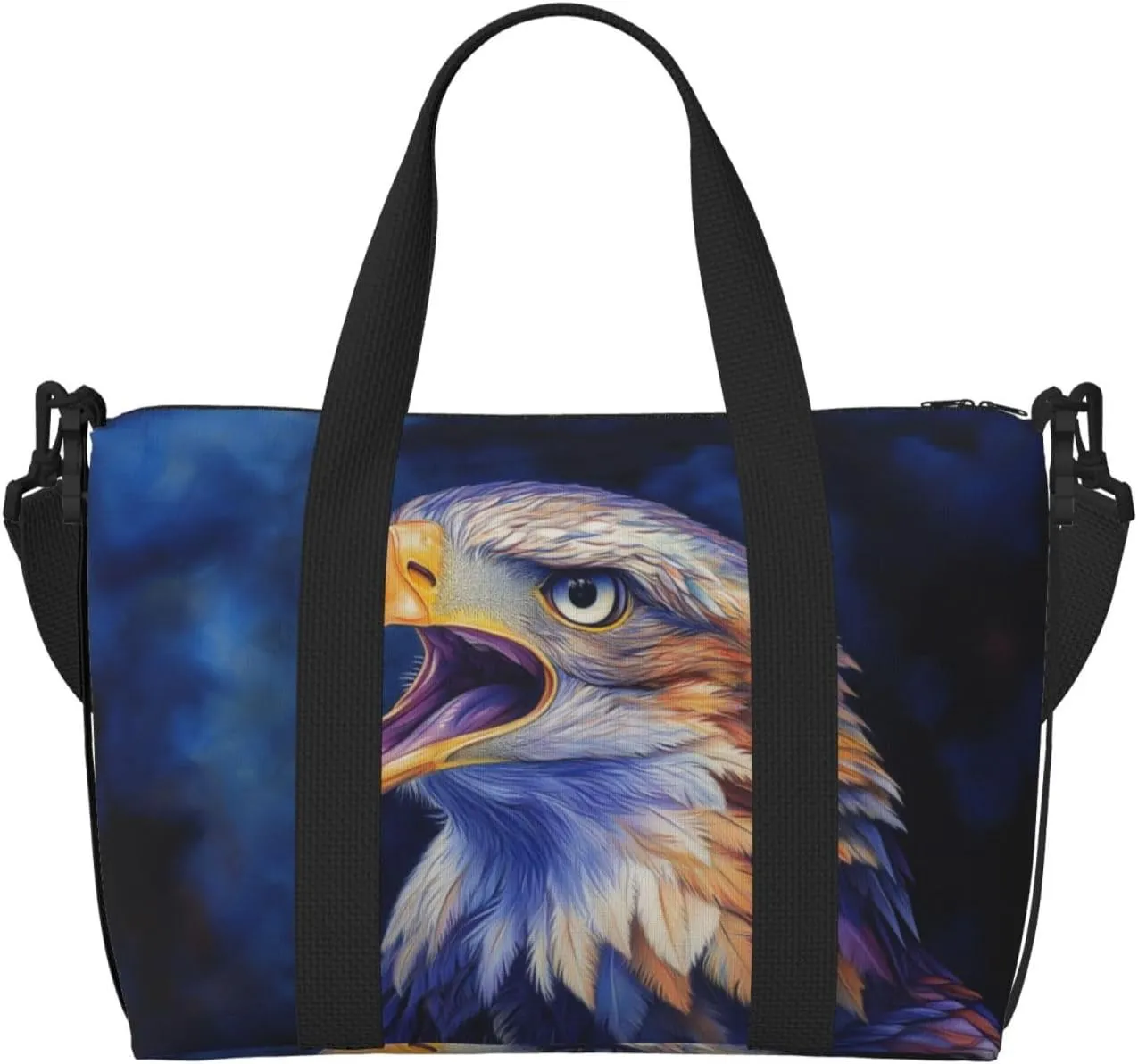 head beak eagle print Travel Duffel Bag, Sports Tote Gym Bag, Swim Pool Bag Large Shoulder Tote Bag for Beach Weekender