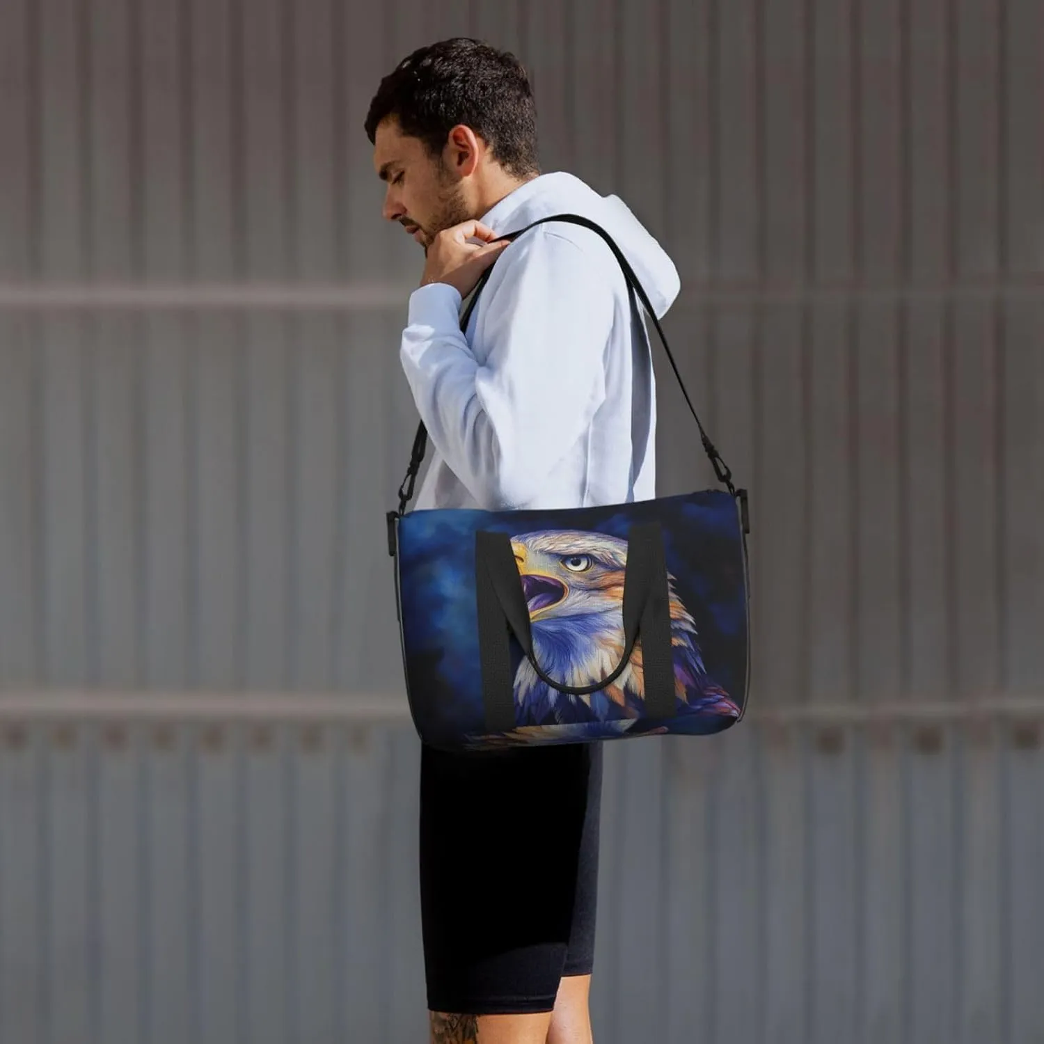 head beak eagle print Travel Duffel Bag, Sports Tote Gym Bag, Swim Pool Bag Large Shoulder Tote Bag for Beach Weekender