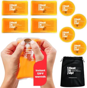 HEAT IT UP Reusable Heat Pack - 8 Instant Heat Packs for Hot Compress - Pads Can Be Used As Pocket Warmers Or Hot Packs for Pain Relief - Included Free Fabric Bag for Travel