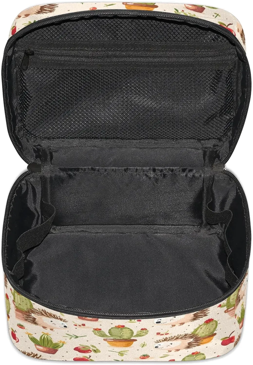 Hedgehog Cactus Travel Toiletry Bag Large Capacity Makeup Case Organizer with Handle Cosmetic Case for Women Girls