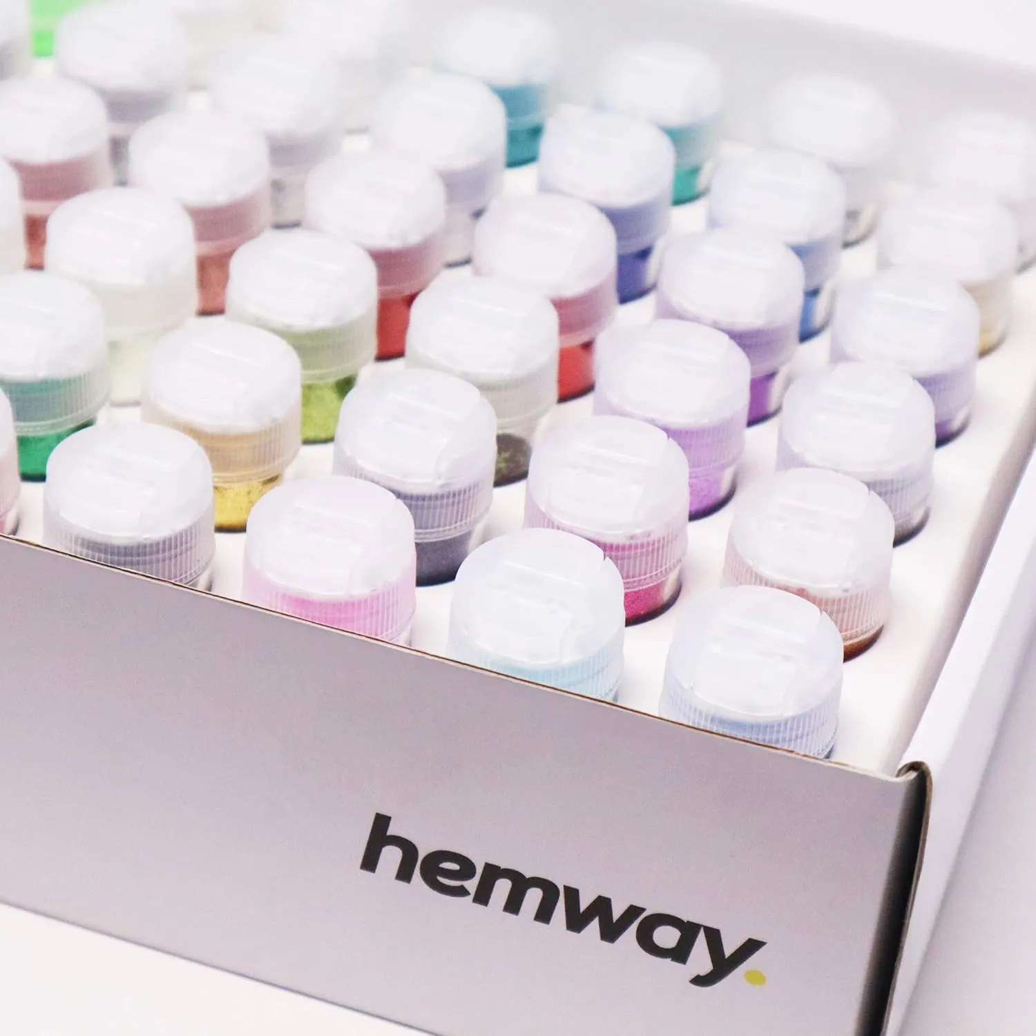 Hemway Glitter Tube Ultra Sparkle Box (54 Pack) | Extra Fine Metallic Flakes Shaker Set for Resin & Epoxy Crafts | Assorted Colour Craft Supplies for Festival, Hair, Face, Body, Eye & Nail Art