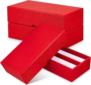 Henoyso 3 Pcs Double Row Coin Box Holders for Collectors Storage Supplies Collecting Coin Cases, 9 x 2 x 2 Inch About Half Box Cases(Red)