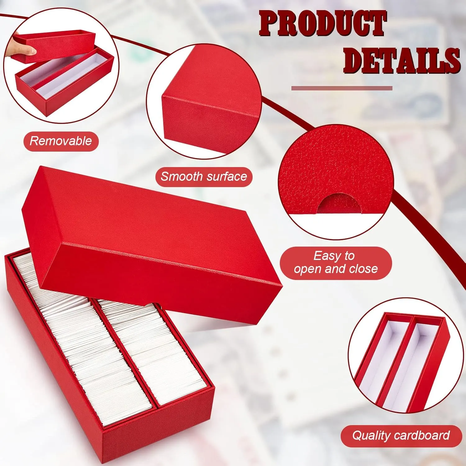 Henoyso 3 Pcs Double Row Coin Box Holders for Collectors Storage Supplies Collecting Coin Cases, 9 x 2 x 2 Inch About Half Box Cases(Red)