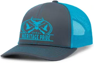Heritage Pride Pheasant Duck and Deer Hunting Deer Head Mens Embroidered Mesh Back Trucker Hat