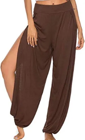 Hippie Yoga Harem Pants Women Plus Size Side High Slit Joggers Active Workout Sweatpants Beach Pants Trendy Trousers