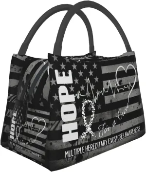 Hope For A Cure Multiple Hereditary Exostoses Awareness Lunch Box Large Portable Collapsible Insulated Cooler Lunch Tote for Men Women65