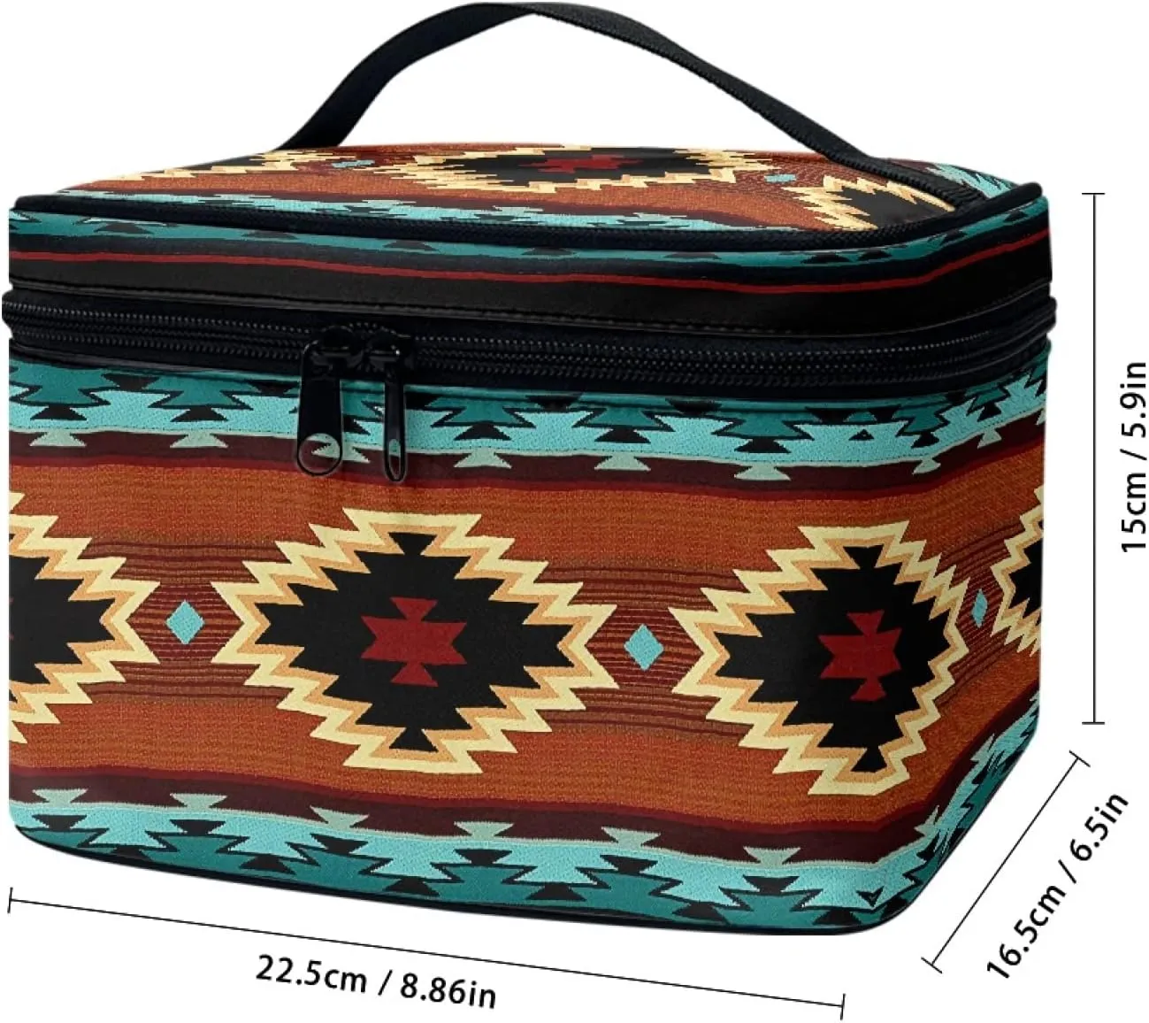 Horeset Aztec Culture Style Print Portable Makeup Handbag Shoulder Bag Toiletry Bag Cosmetic Bag for Outdoor Sport Business