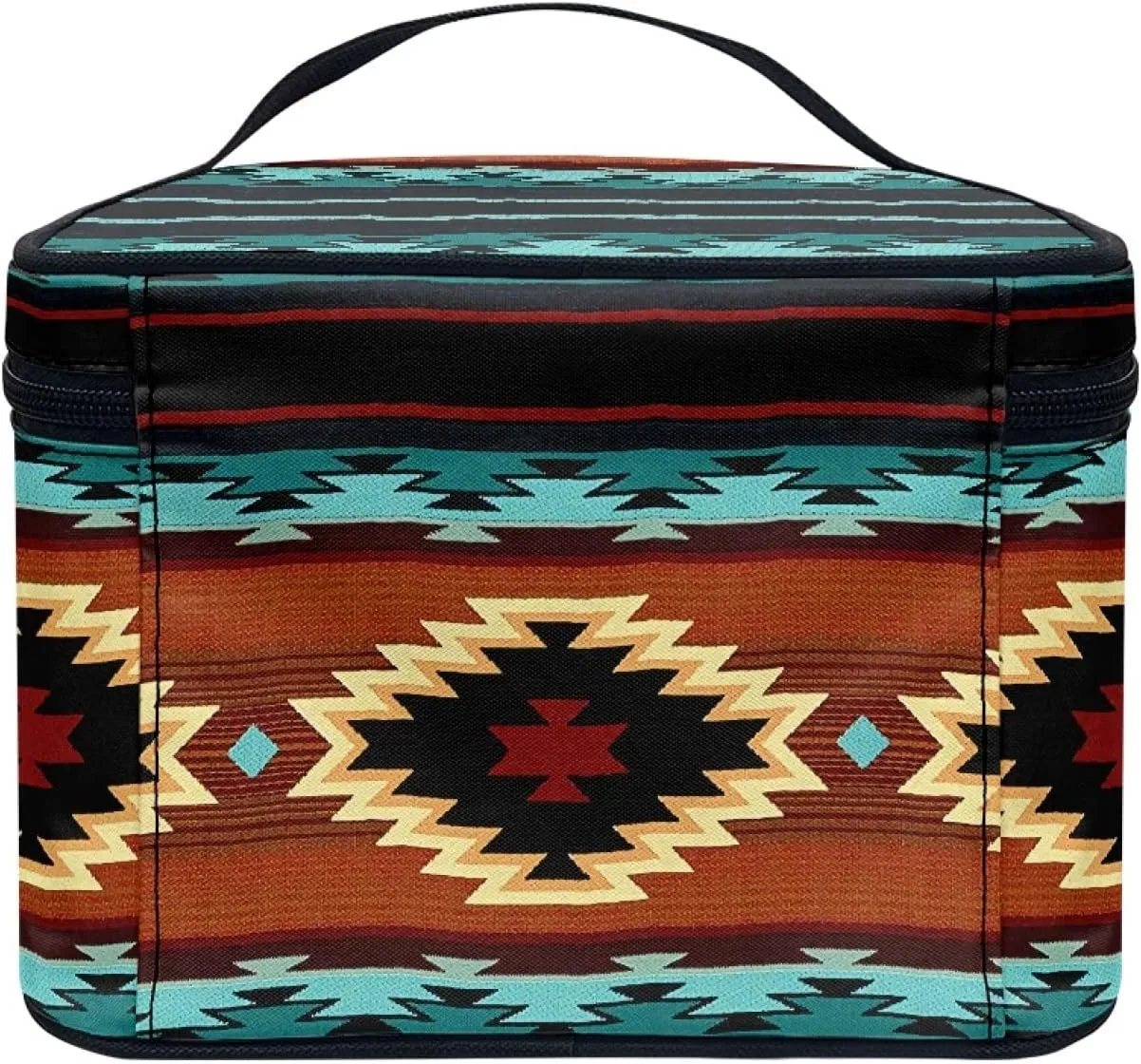 Horeset Aztec Culture Style Print Portable Makeup Handbag Shoulder Bag Toiletry Bag Cosmetic Bag for Outdoor Sport Business