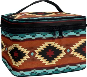 Horeset Aztec Culture Style Print Portable Makeup Handbag Shoulder Bag Toiletry Bag Cosmetic Bag for Outdoor Sport Business