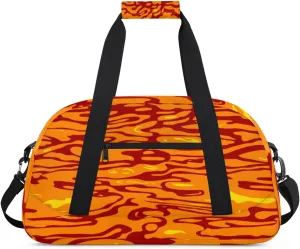 Hot Lava Background Red Kids Overnighted Duffel Bag Carry-On Size & Ideal for School Practice or Weekender Travel with Zip and Shoulder Stra for Boys & Girls