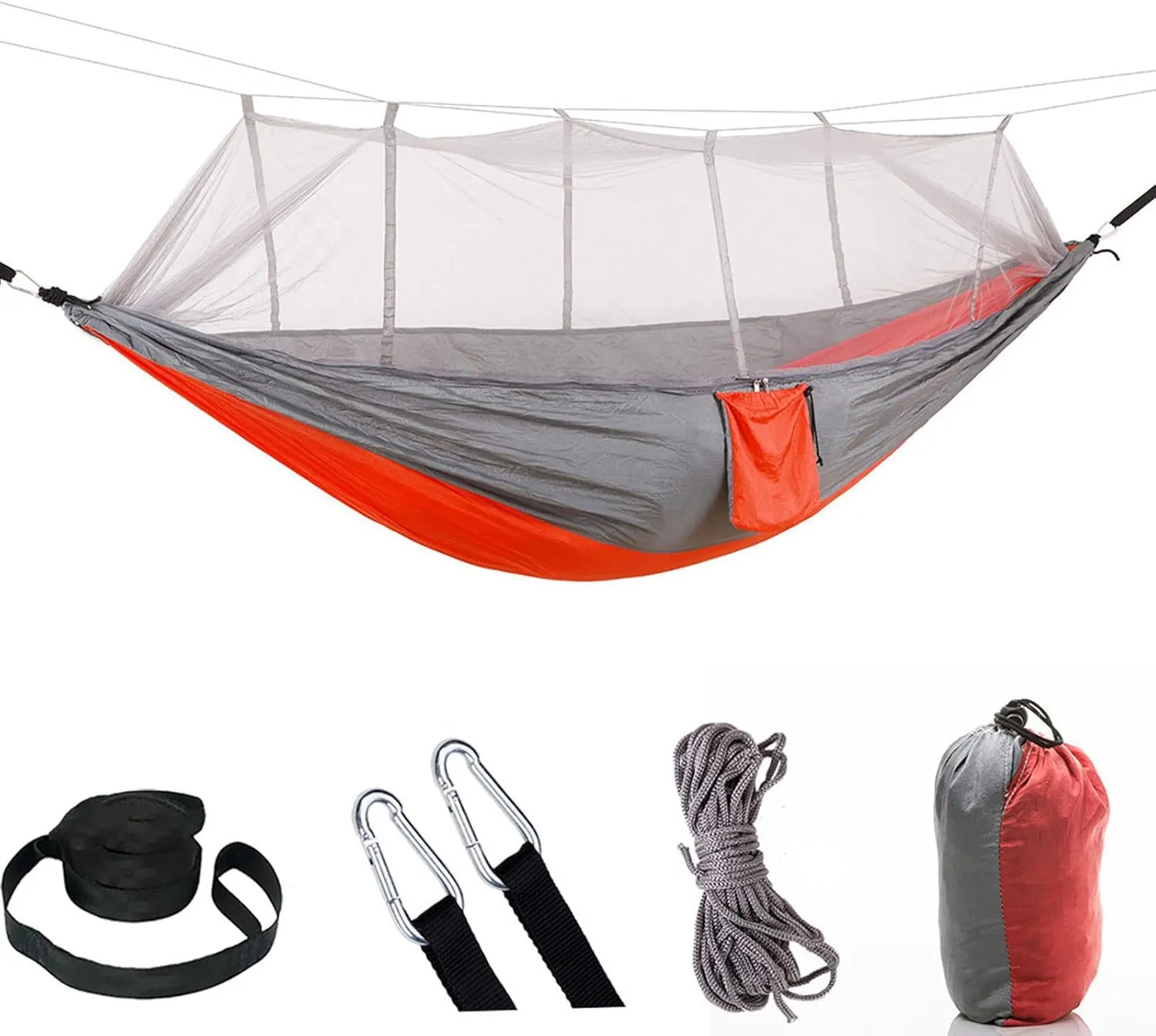 HUHJYUGE Camping Hammock, Portable Outdoor Hammock with Mosquito Net, Lightweight Double/Single Travel Hammock Parachute Fabric, for Hiking, Backpacking, Jungle, Backyard (E)