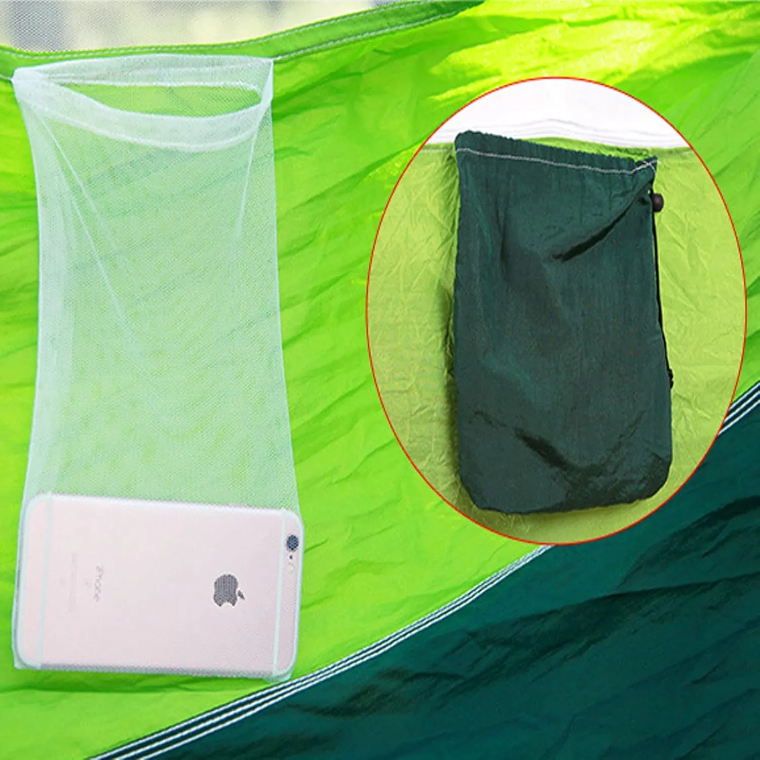 HUHJYUGE Camping Hammock, Portable Outdoor Hammock with Mosquito Net, Lightweight Double/Single Travel Hammock Parachute Fabric, for Hiking, Backpacking, Jungle, Backyard (E)