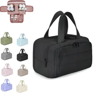 Humidity Travel Cosmetic Bag, Large Capacity Wide-Open Travel Cosmetic Bag, multi-functional toiletry bag,For Womentraveling, Essentials Toiletries. (Black)