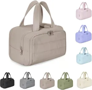 Humidity Travel Cosmetic Bag,Cureaway Cosmetic Bag,Large Capacity Wide-Open Cosmetic,For Womentraveling, Essentials Toiletries (Khaki)