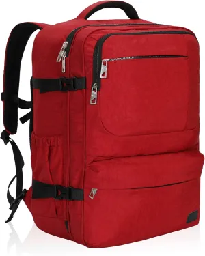 Hynes Eagle 44L Carry on Backpack Airline Approved Travel Backpack for Men Women Large Laptop Backpack 17 inch Nylon Backpack Overnight Weekender Bag Red