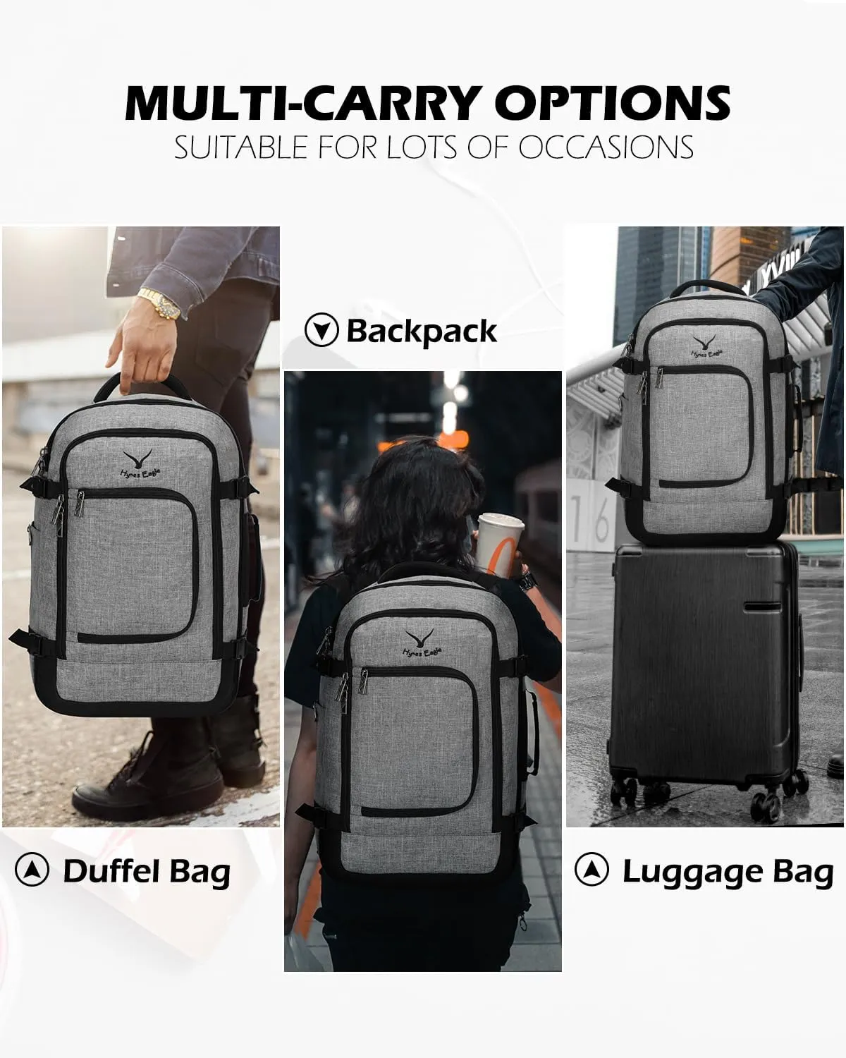Hynes Eagle Travel Backpack 40L Flight Approved Carry on Backpack Men Large Cabin Weekender Laptop Backpack Women 15.6 inches