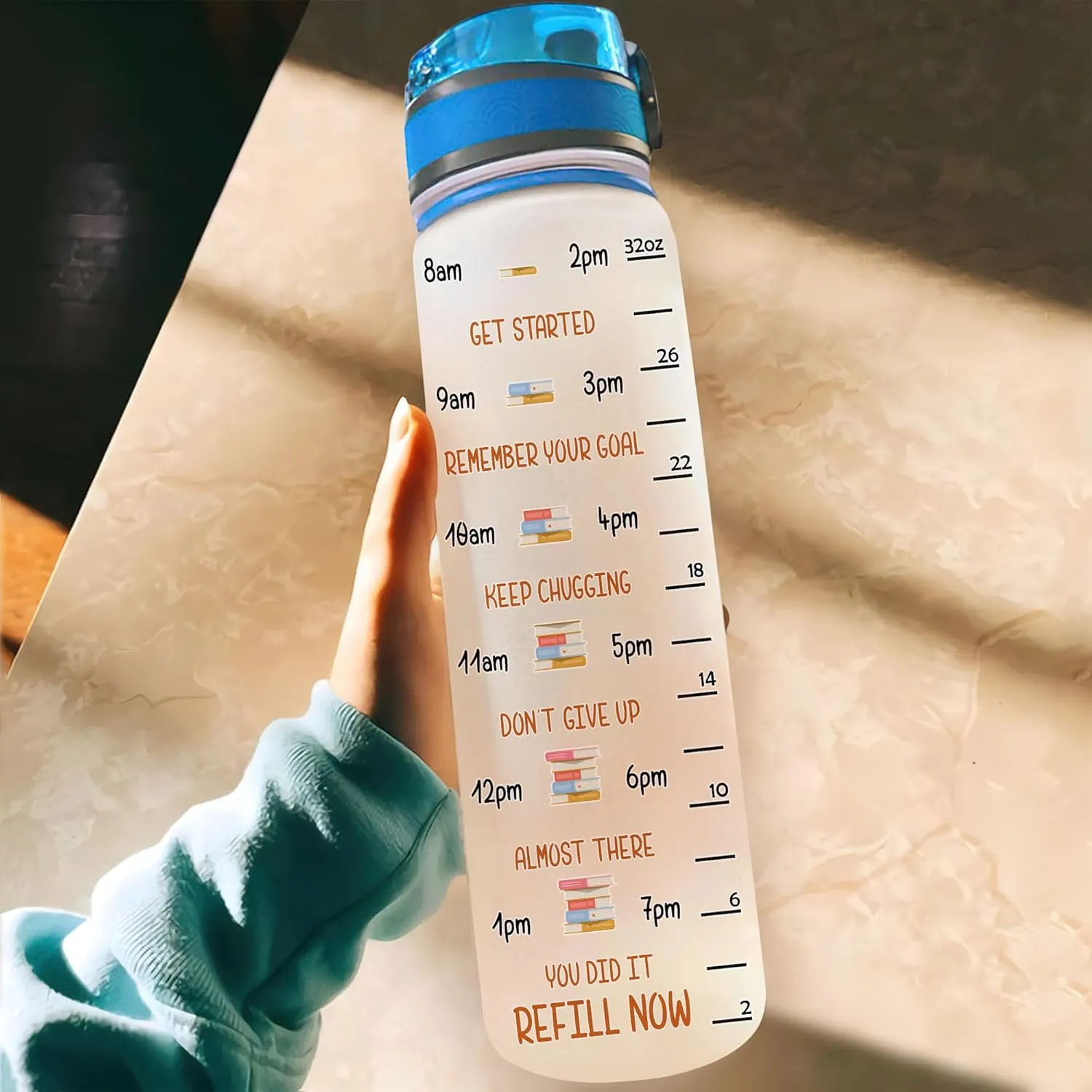 HYTURTLE Personalized Just A Girl Who Loves Books Black Queen 32oz Liter Motivational Water Bottle, Customized Name Tracking Water Bottle Gifts For Black Women, Girls, Reading Lovers On Birthday