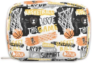 I Love Basketball Travel Toiletry Bag for Boys Men, Waterproof Small Dopp Kit for Women, Shaving Bag with Large Capacity for Travel,Sports Shower