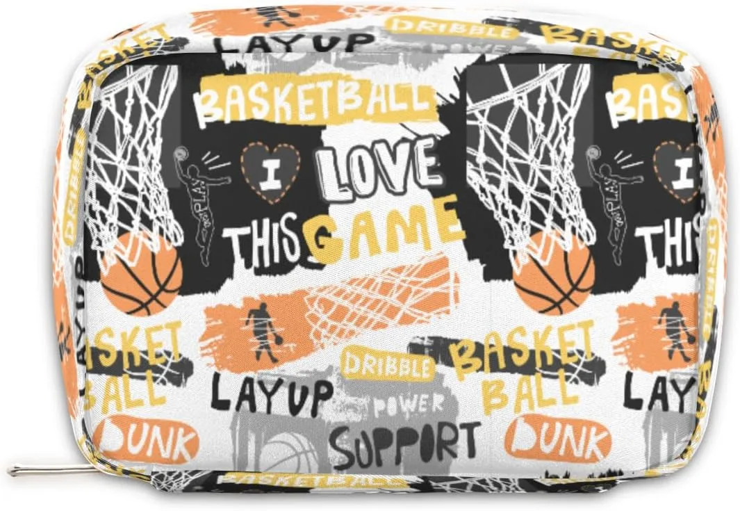 I Love Basketball Travel Toiletry Bag for Boys Men, Waterproof Small Dopp Kit for Women, Shaving Bag with Large Capacity for Travel,Sports Shower