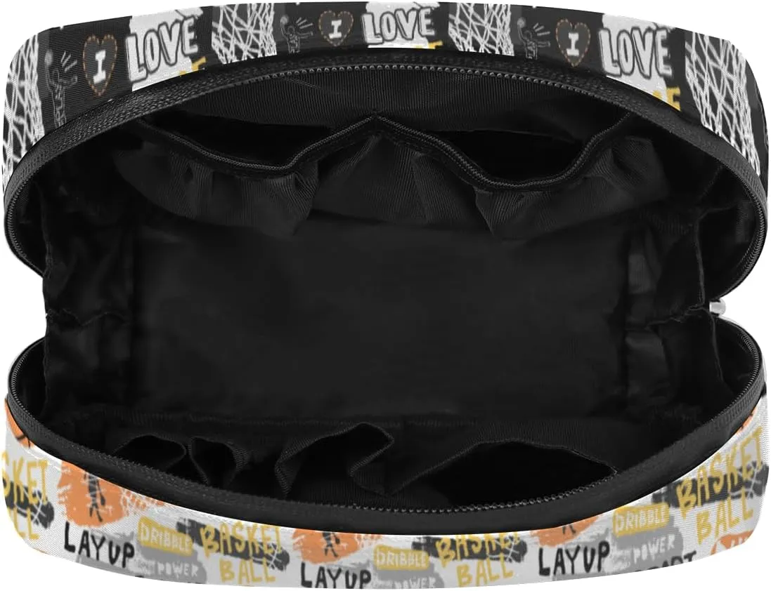 I Love Basketball Travel Toiletry Bag for Boys Men, Waterproof Small Dopp Kit for Women, Shaving Bag with Large Capacity for Travel,Sports Shower